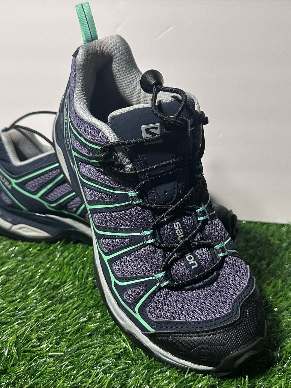 Salomon X-Ultra Hiking Shoes Women's Size 6.5 Purple/Black/Teal Mesh Quicklace